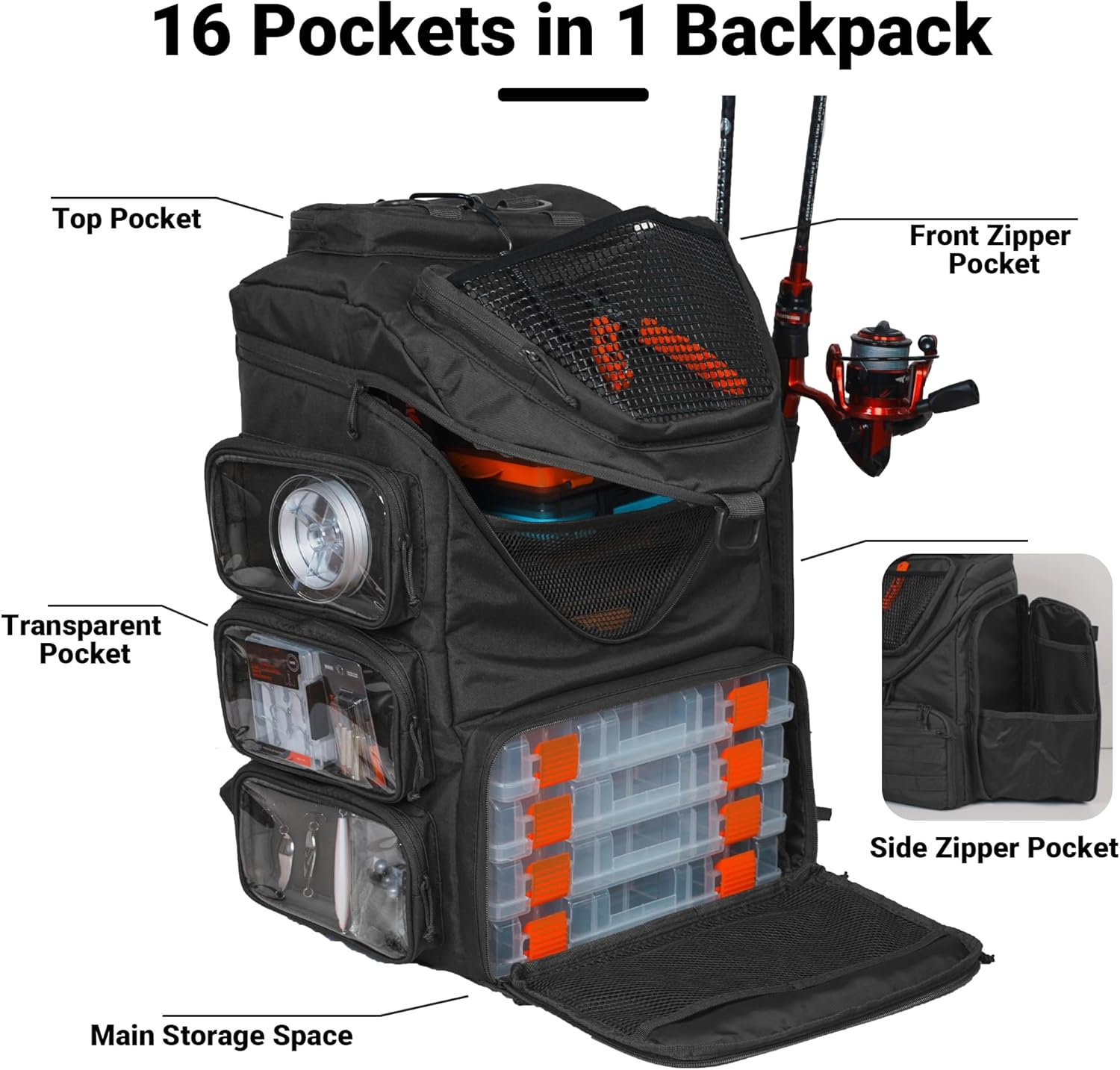Fishing Kayak Crate - 40L Balıkçılık Sırt Çantası, Erkekler ve