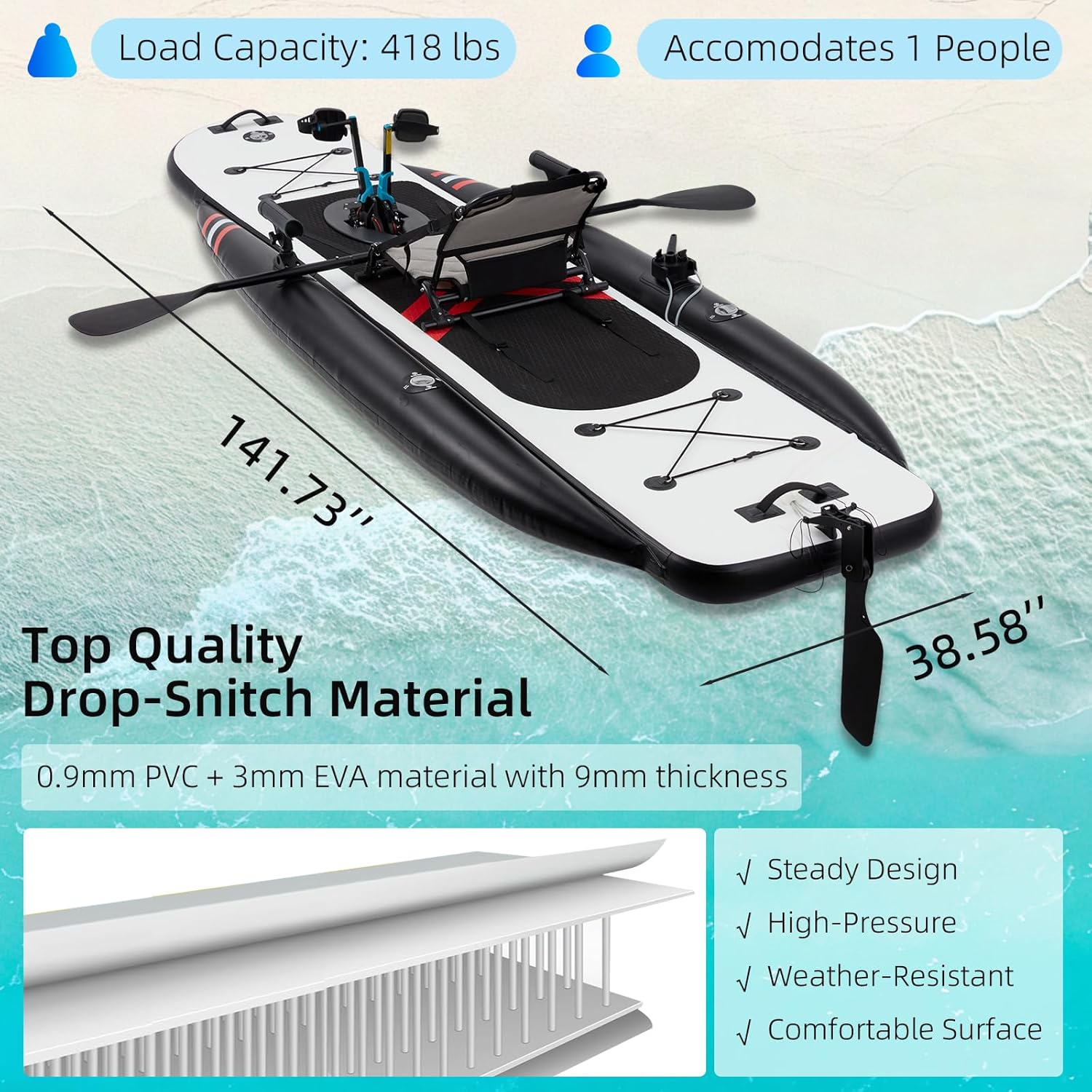 12ft Premium PVC Şişirilebilir - Fishing Kayak Seat incelemesi ve fiyatı